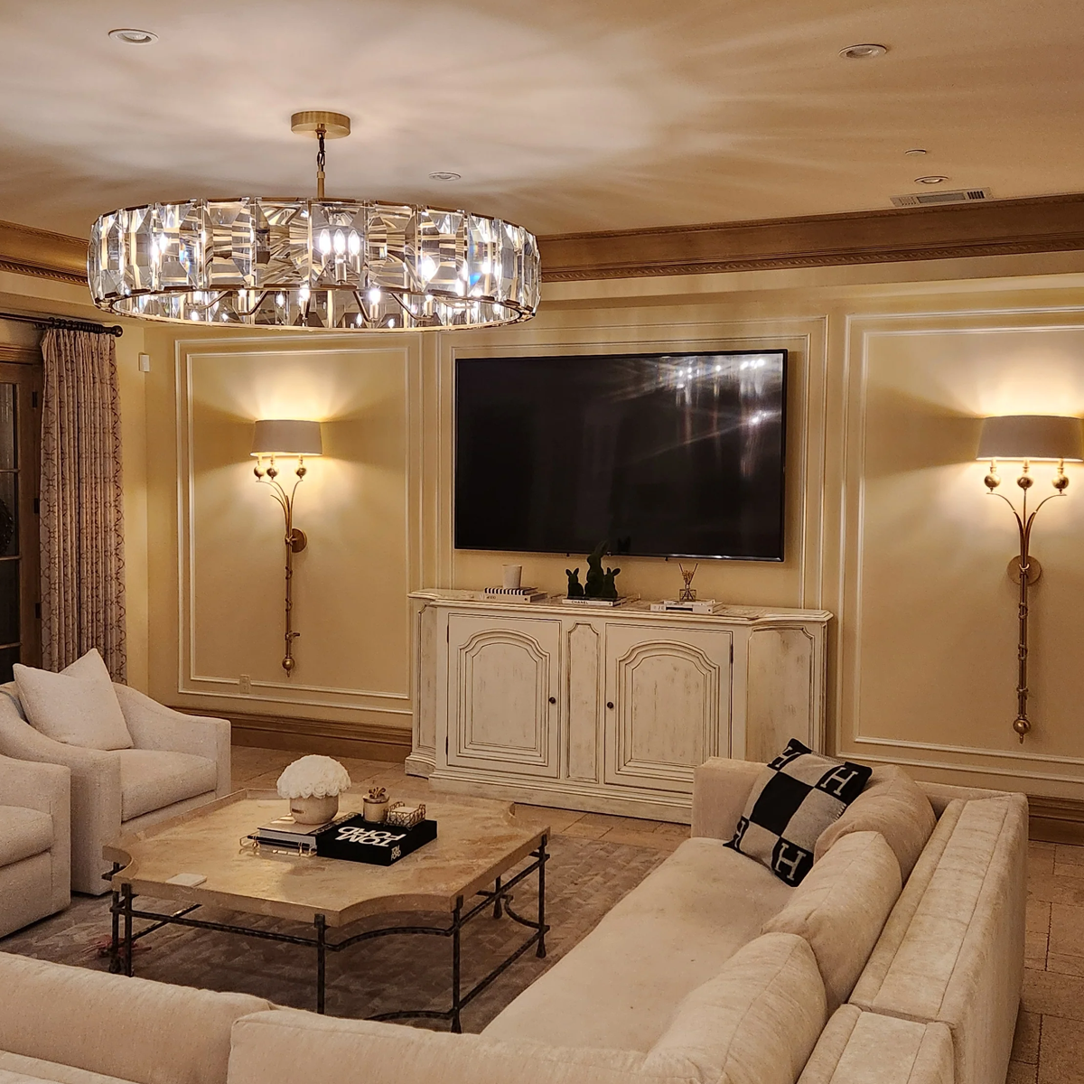 Harlow Faceted Crystal Round Chandelier 60"