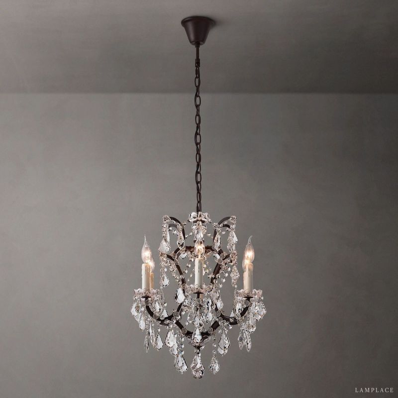Rococo Vintage Crystal Round Chandelier 18"