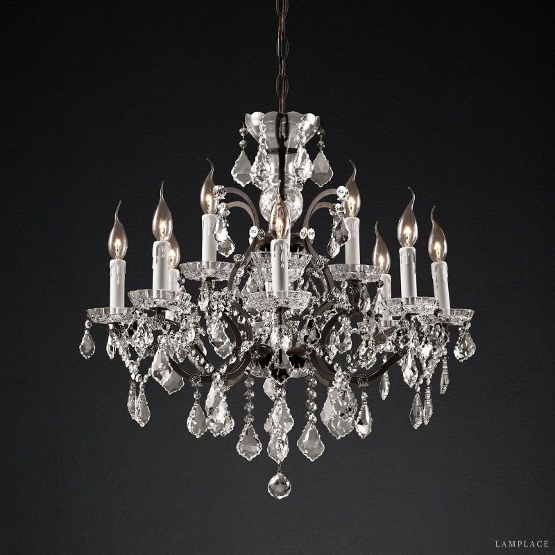 Rococo Vintage Crystal Round Chandelier 28"