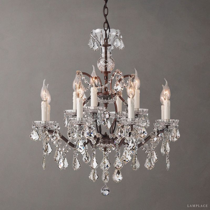 Rococo Vintage Crystal Round Chandelier 28"