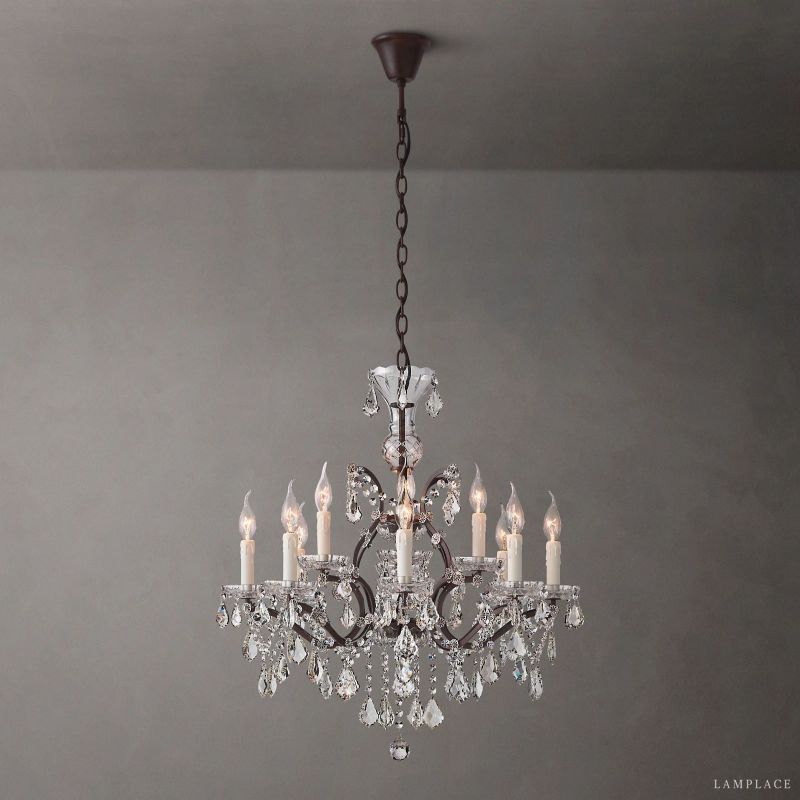 Rococo Vintage Crystal Round Chandelier 28"