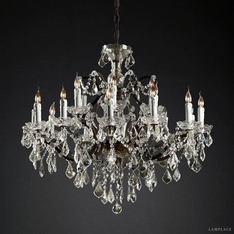 Rococo Vintage Crystal Round Chandelier 33"