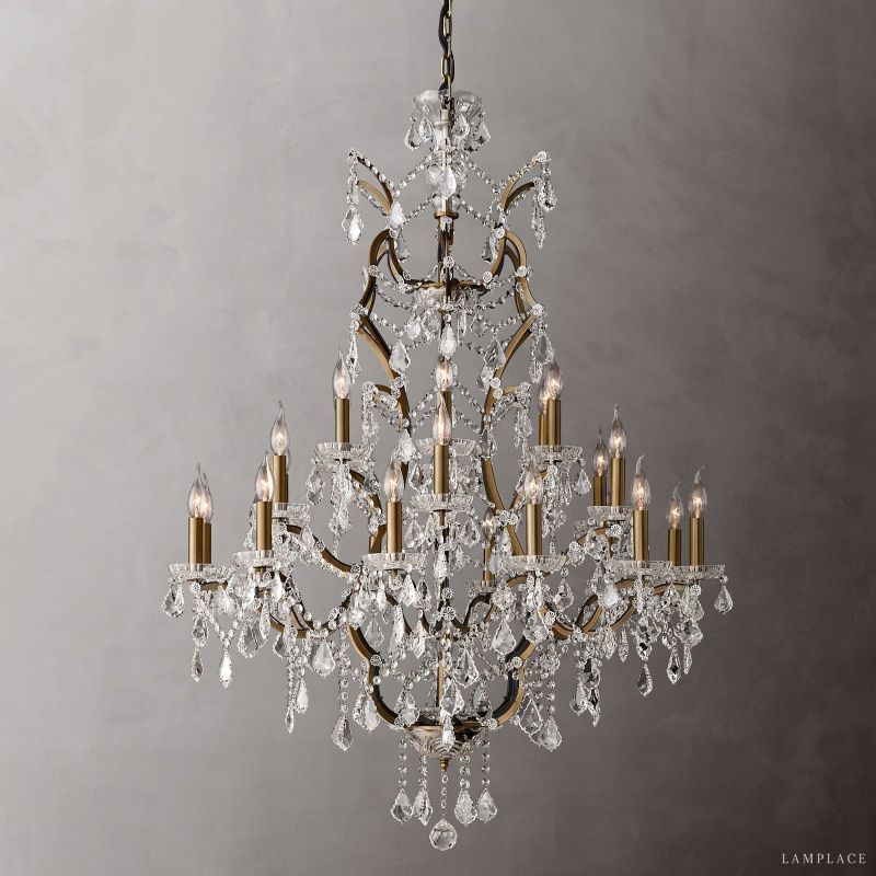 Rococo Vintage Crystal Round Chandelier 40"
