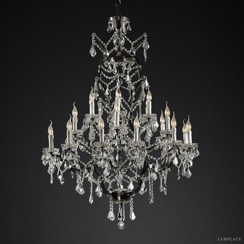 Rococo Vintage Crystal Round Chandelier 40"