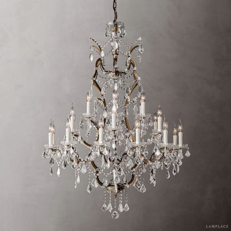 Rococo Vintage Crystal Round Chandelier 40"