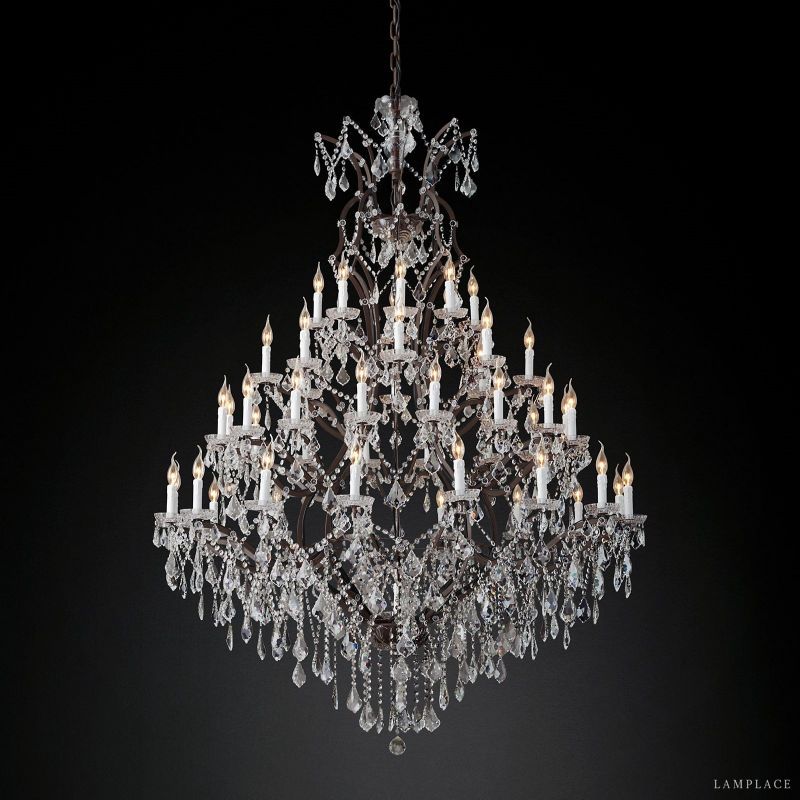 Rococo Vintage Crystal Round Chandelier 72"