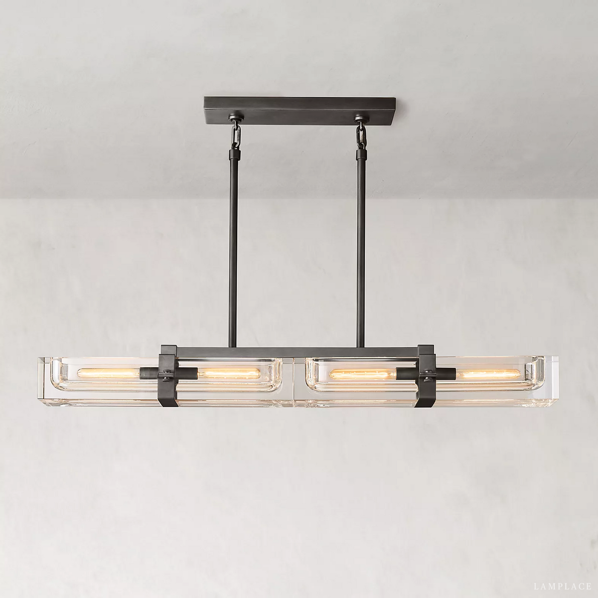 Savile Crystal Block Linear Chandelier 48"
