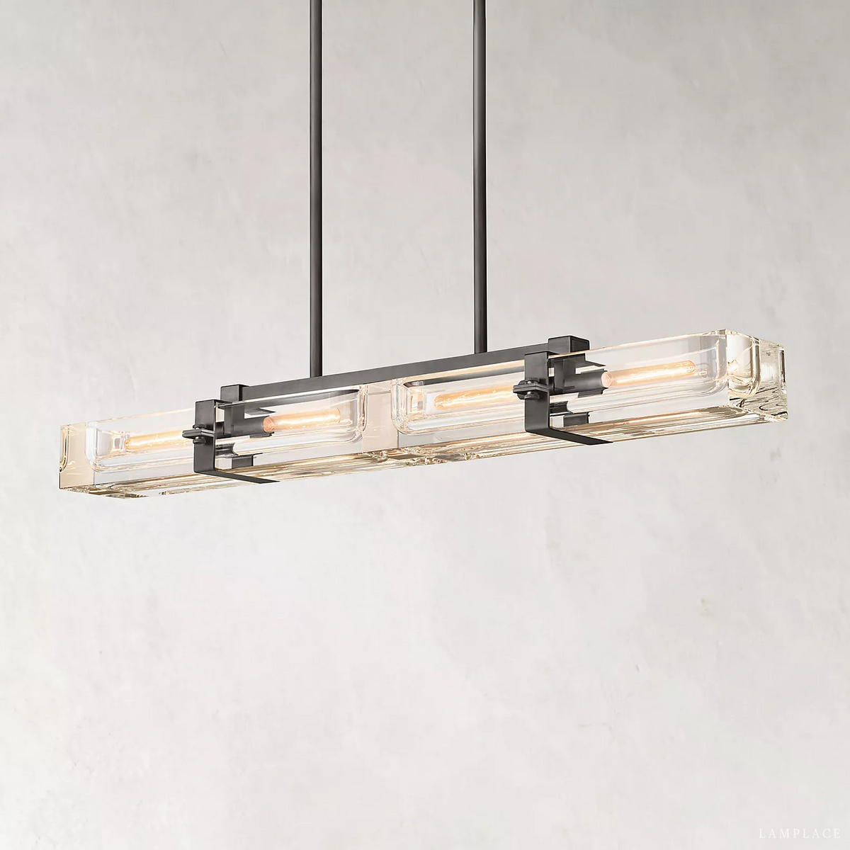 Savile Crystal Block Linear Chandelier 48"