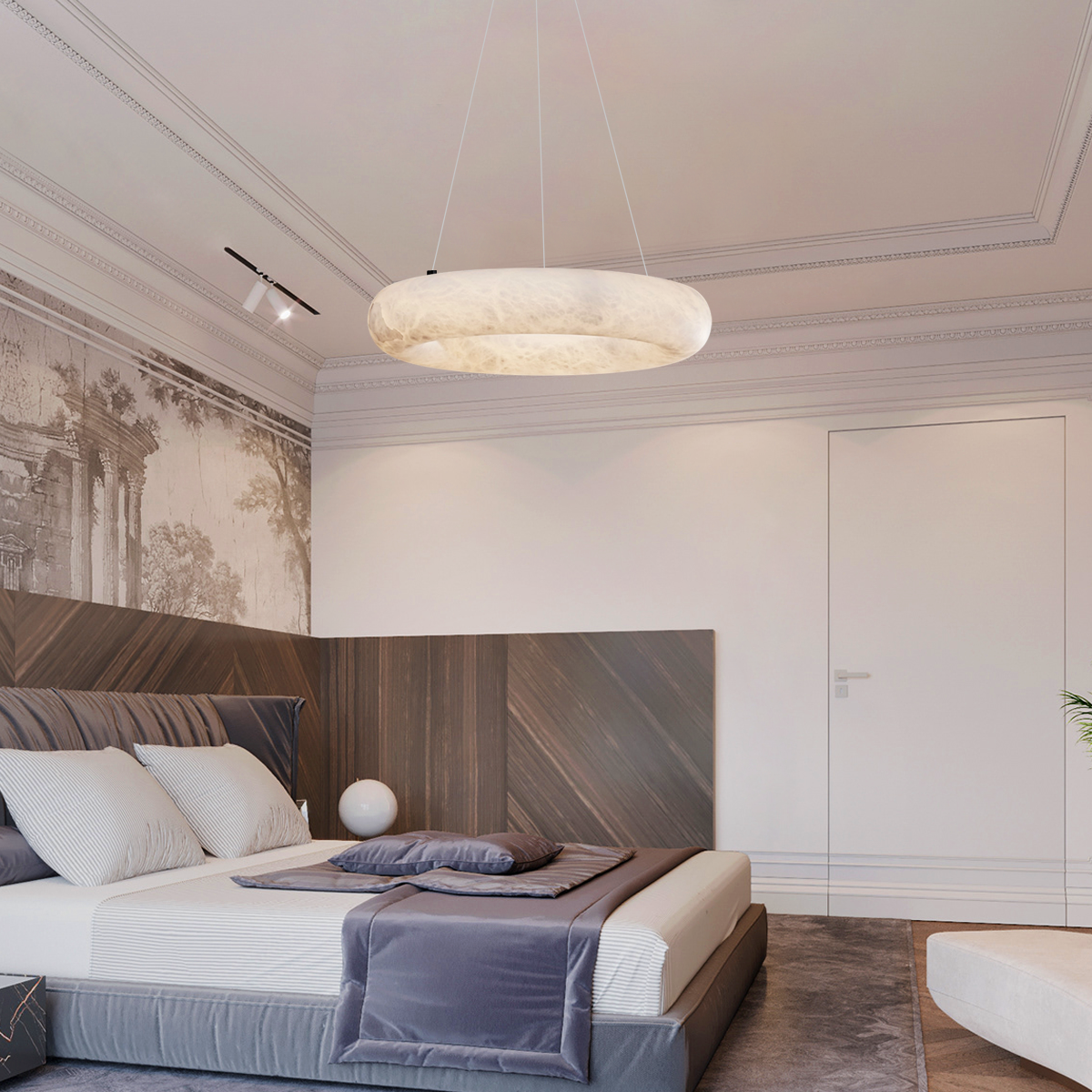 Alabaster Natural Glow Round Chandelier