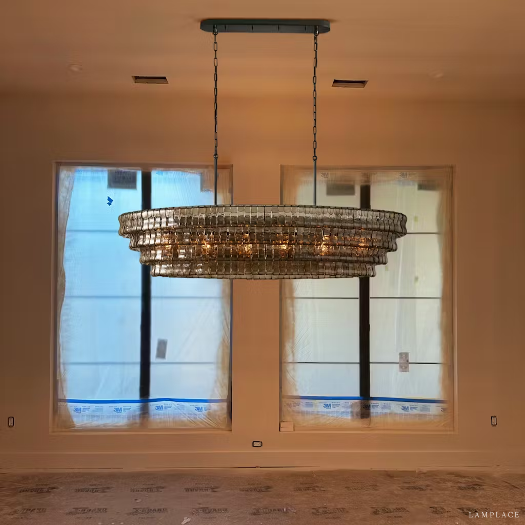 Ghiaccio Rippled Glass Oval Chandelier
