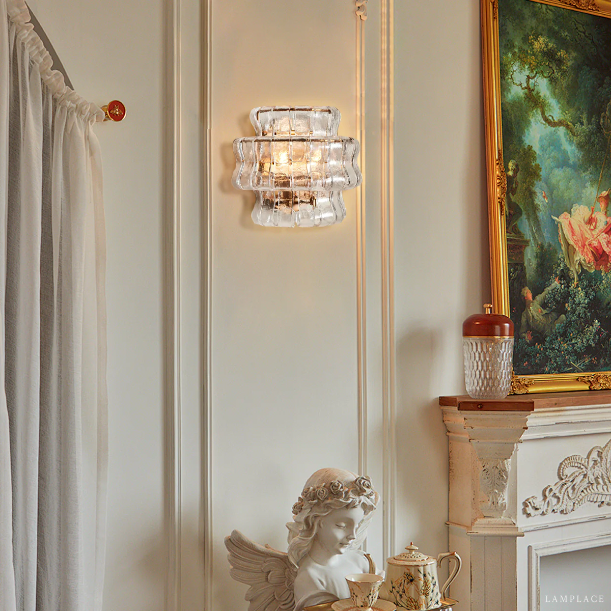 Ghiaccio Textured Glass Wall Sconce