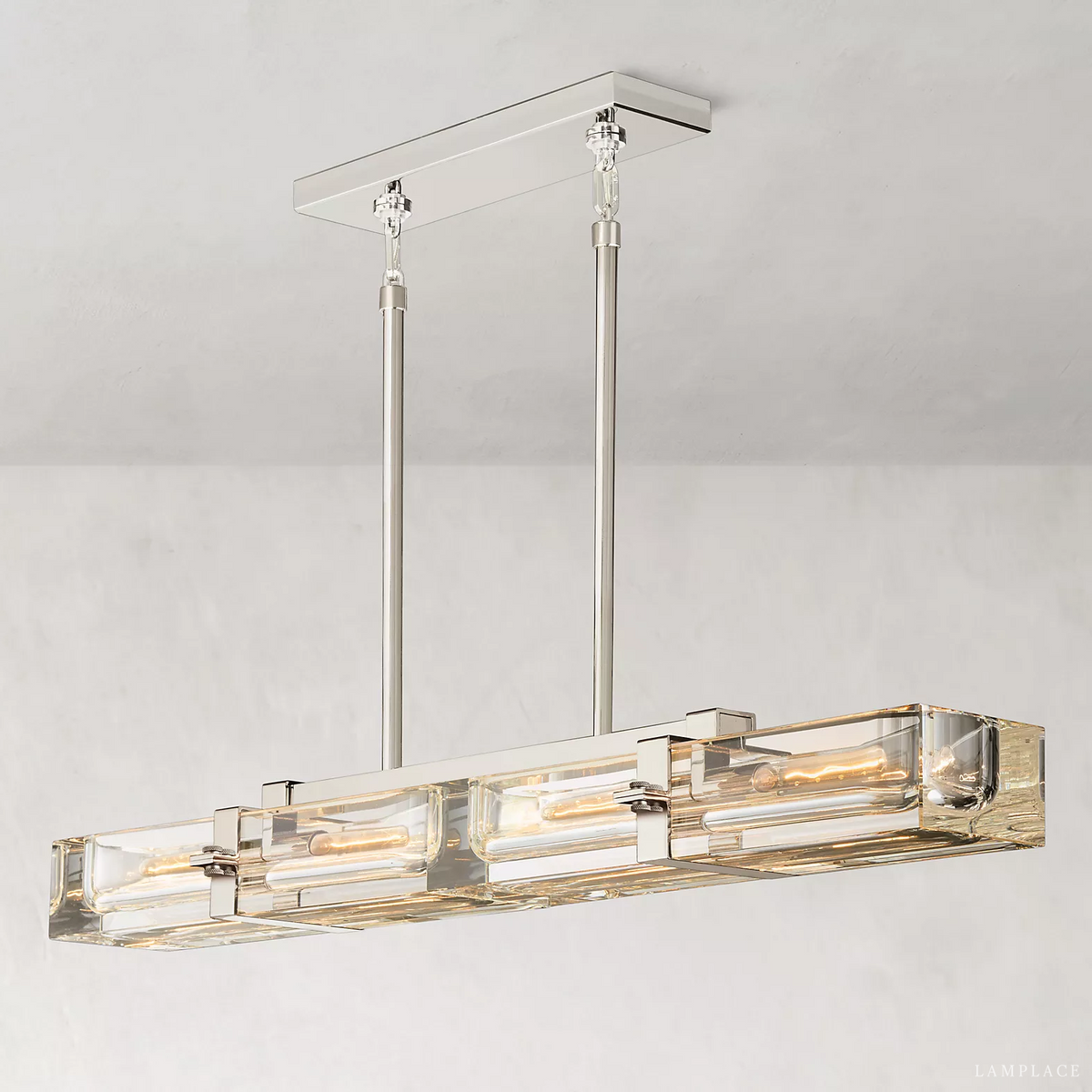 Savile Crystal Block Linear Chandelier 48"