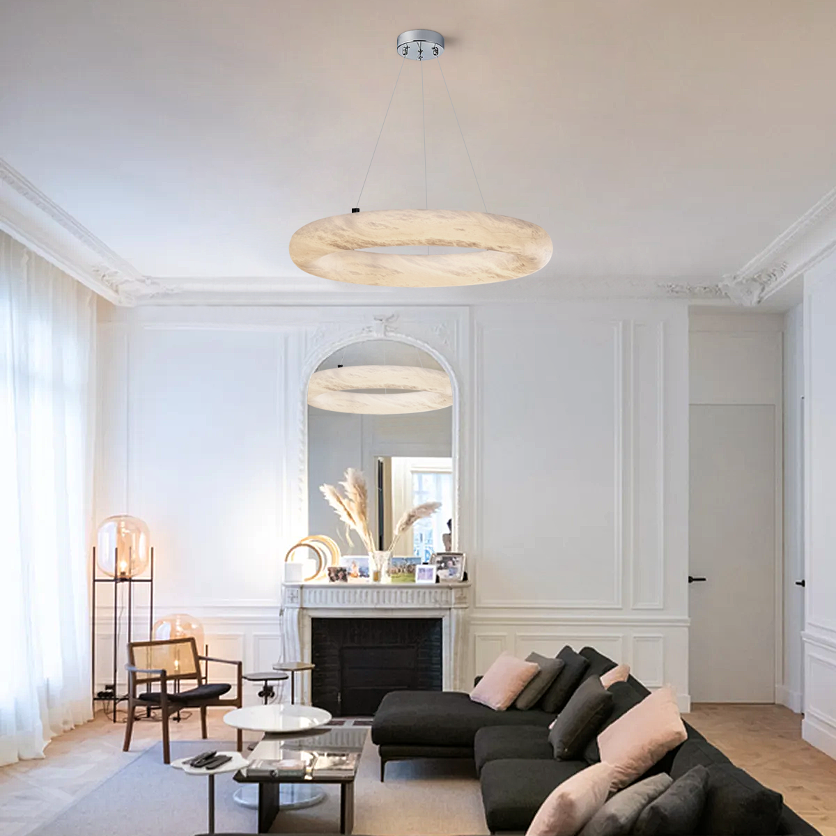Alabaster Natural Glow Round Chandelier