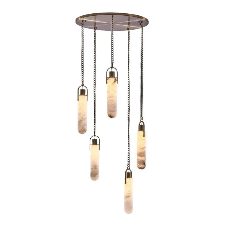 Alabaster Flint 5 Light Round Chandelier