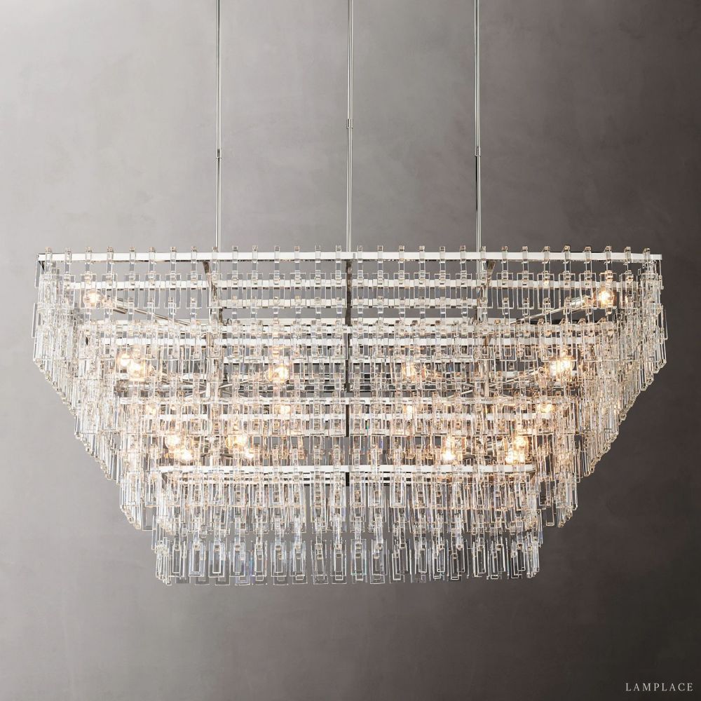 Marignan Modern Crystal Tiered Rectangle Chandelier 72"