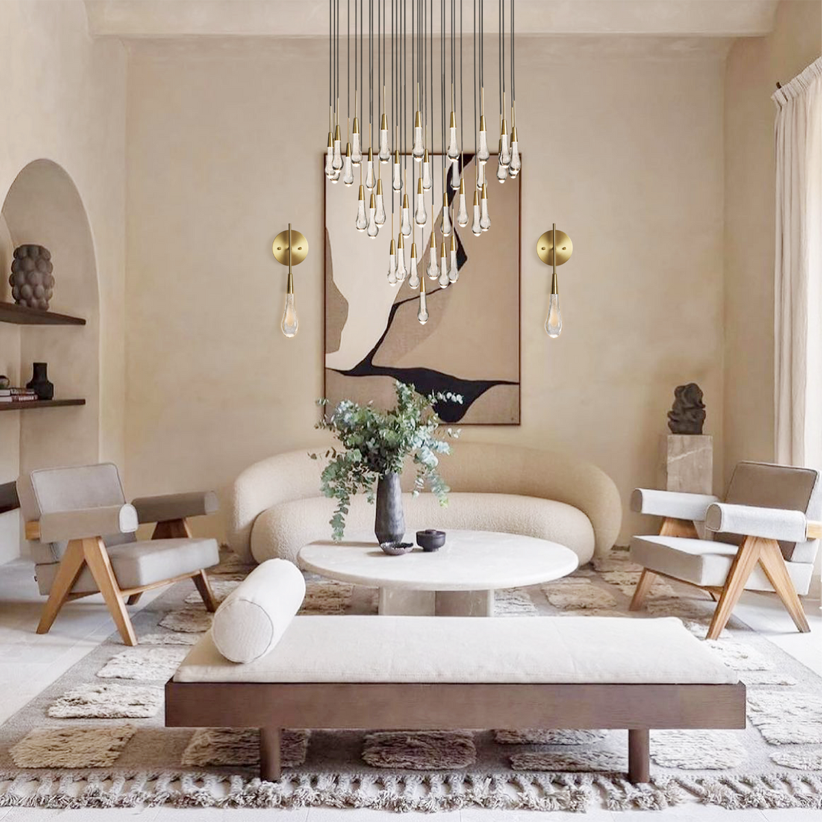 Soltaire Raindrop Glass Round Chandelier