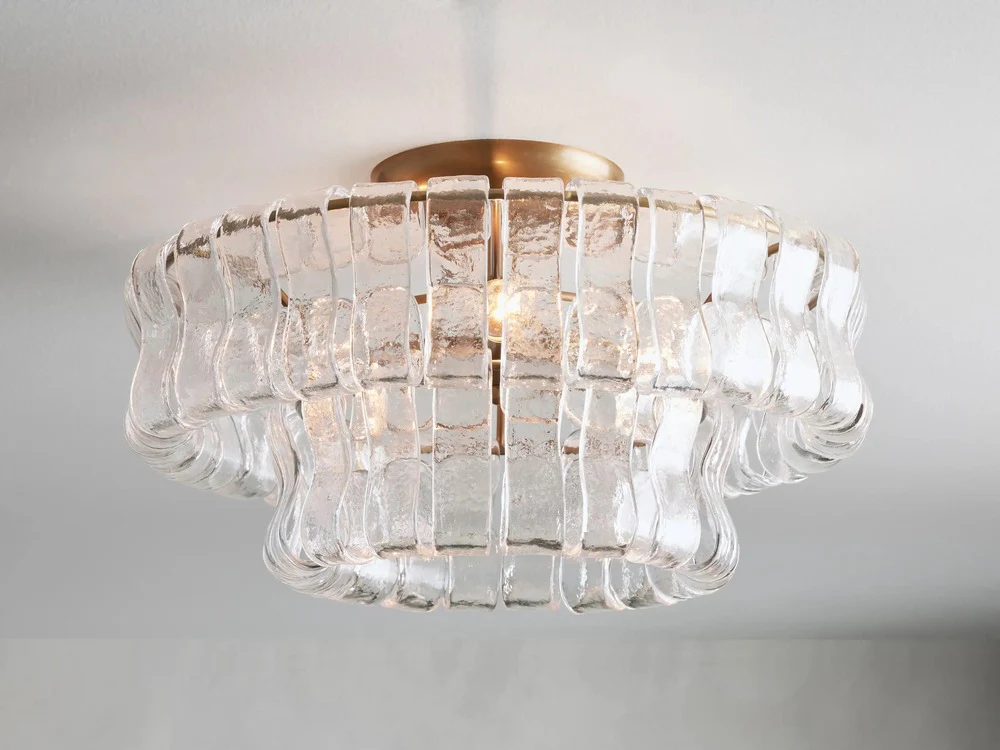 Ghiaccio Textured Glass Flush Mount
