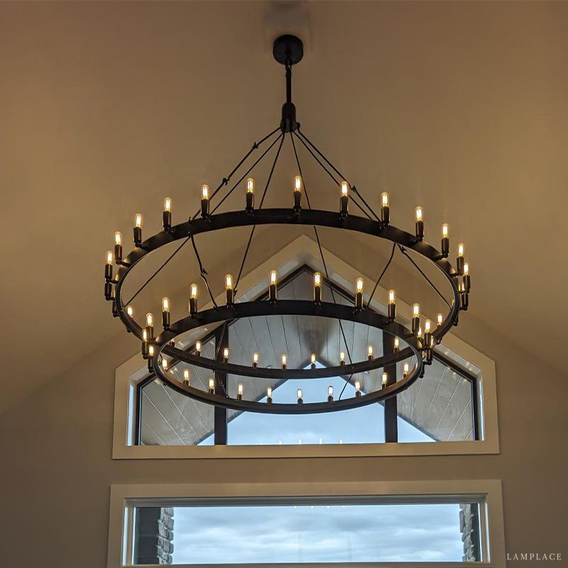 Camino Vintage Industrial Two-Tier Chandelier 71"