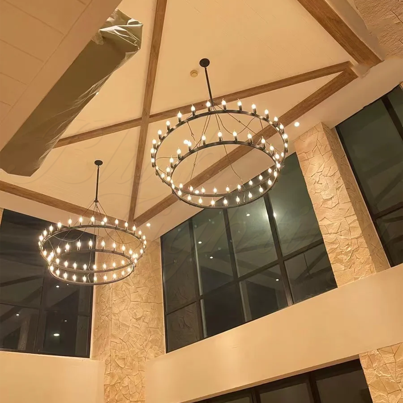 Camino Vintage Industrial Two-Tier Chandelier 50"