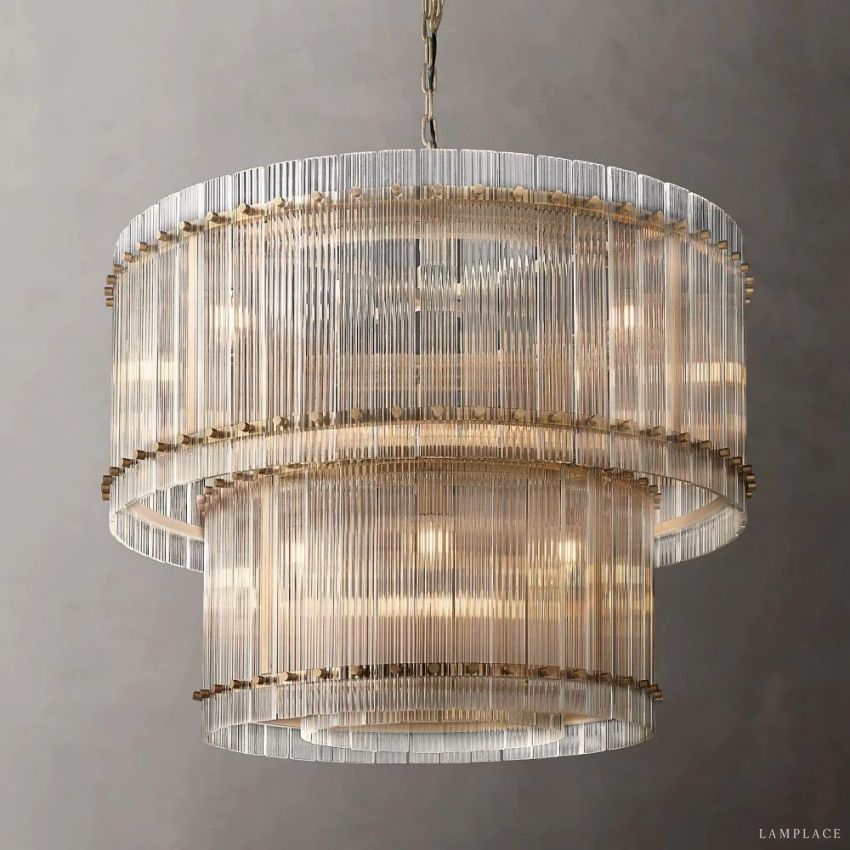 San Marco Vintage Glass Two-Tier Round Chandelier 37"