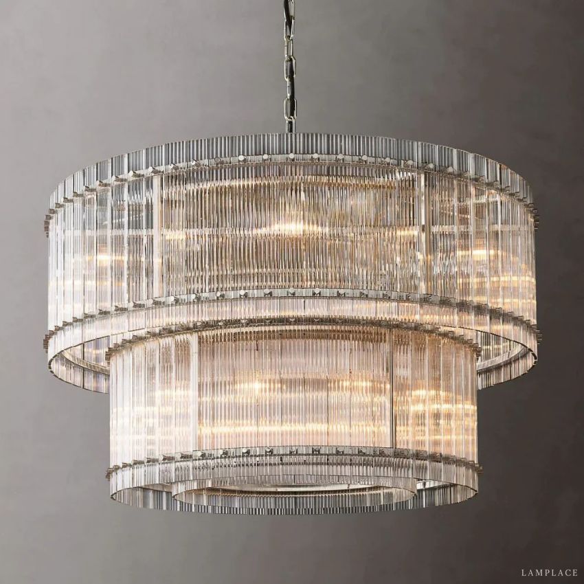 San Marco Vintage Glass Two-Tier Round Chandelier 48"