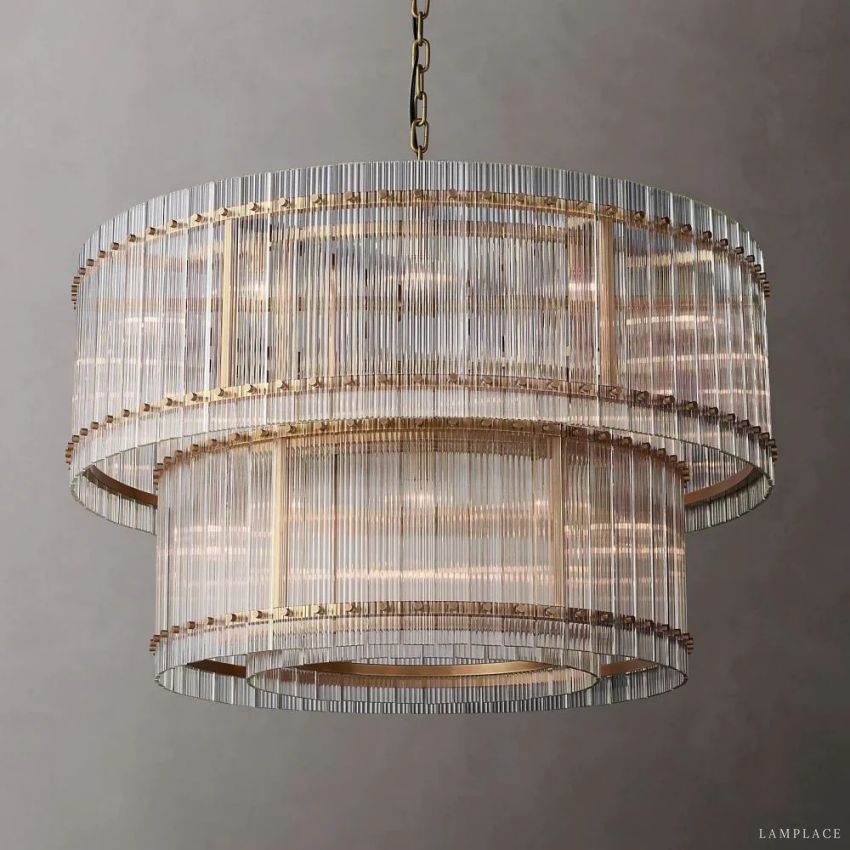 San Marco Vintage Glass Two-Tier Round Chandelier 48"