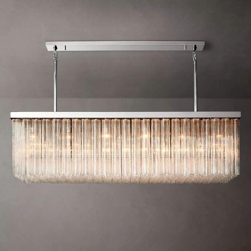 Cielo Lustred Glass Rectangle Chandelier 73"