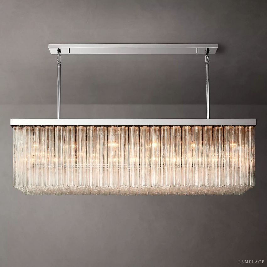Cielo Lustred Glass Rectangle Chandelier 73"