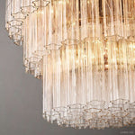 Cielo Lustred Glass Three-Tier Round Chandelier 48"
