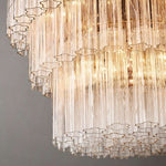 Cielo Lustred Glass Three-Tier Round Chandelier 36"
