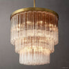Cielo Lustred Glass Three-Tier Round Chandelier 36"