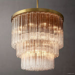 Cielo Lustred Glass Three-Tier Round Chandelier 36"
