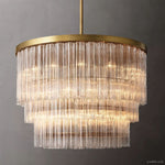 Cielo Lustred Glass Three-Tier Round Chandelier 48"