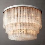 Cielo Lustred Glass Three-Tier Round Chandelier 48"