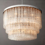 Cielo Lustred Glass Three-Tier Round Chandelier 48"