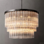 Cielo Lustred Glass Three-Tier Round Chandelier 48"