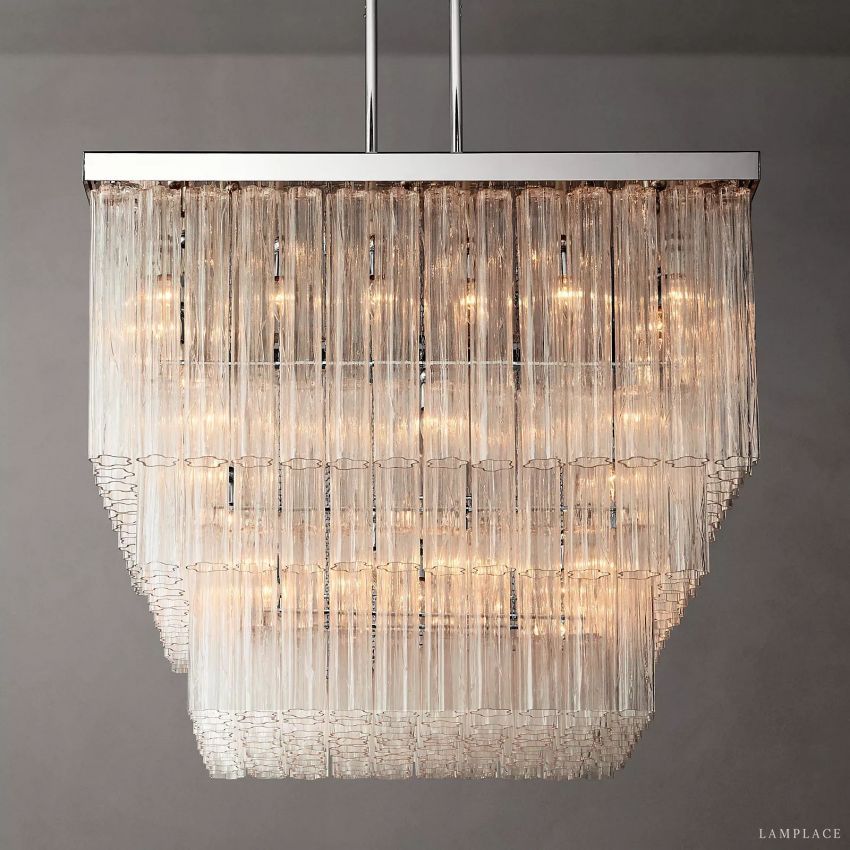 Cielo Lustred Glass Square Chandelier 45"