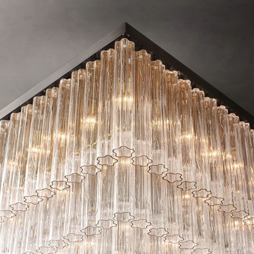 Cielo Lustred Glass Square Chandelier 45"
