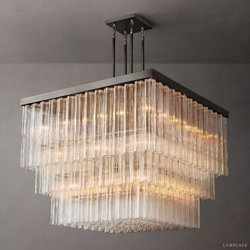 Cielo Lustred Glass Square Chandelier 45"
