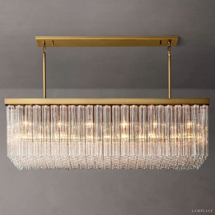 Cielo Lustred Glass Rectangle Chandelier 73"