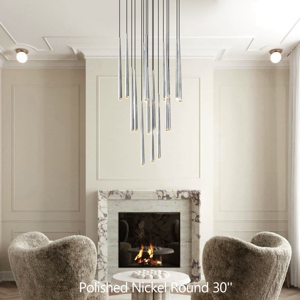 Aquitaine Faceted Cluster Round Chandelier 30"