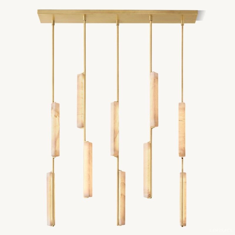 Audubon Sculpt Alabaster Linear Chandelier 54"