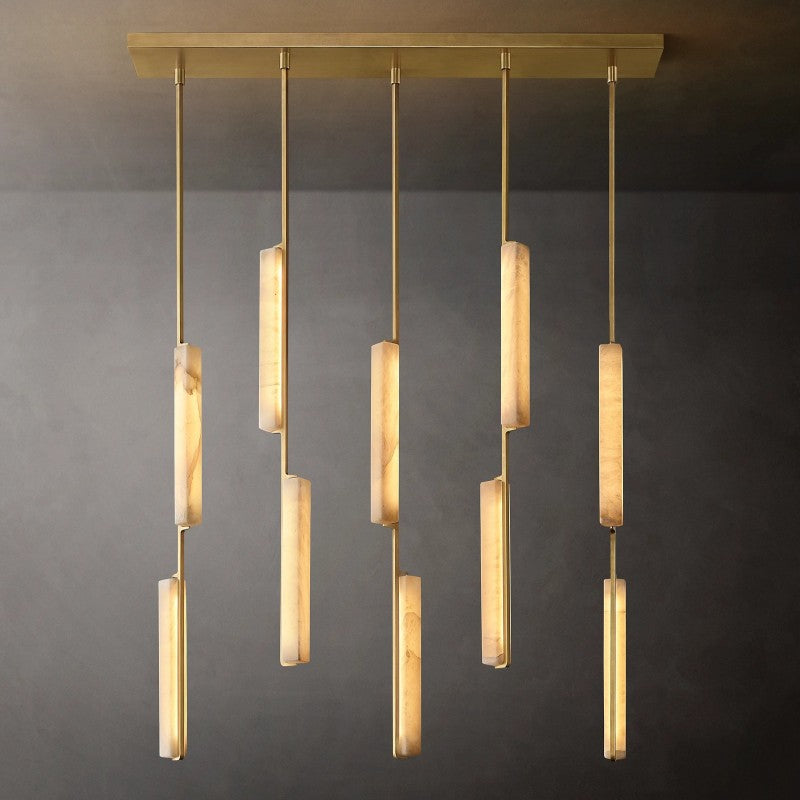 Audubon Sculpt Alabaster Linear Chandelier 54"