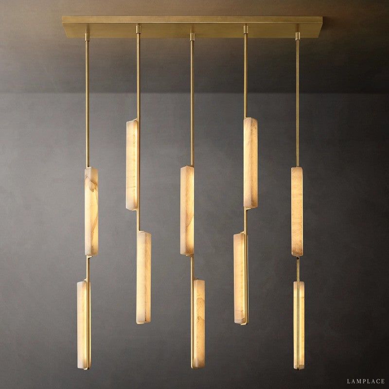 Audubon Sculpt Alabaster Linear Chandelier 54"