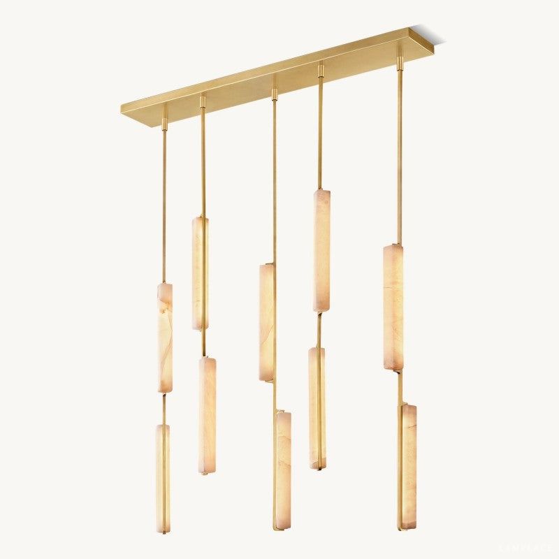 Audubon Sculpt Alabaster Linear Chandelier 54"