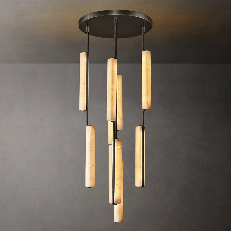 Audubon Sculpt Alabaster Round Chandelier 24"