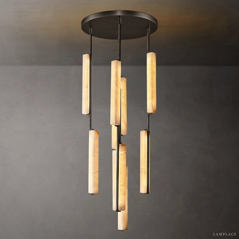 Audubon Sculpt Alabaster Round Chandelier 24"
