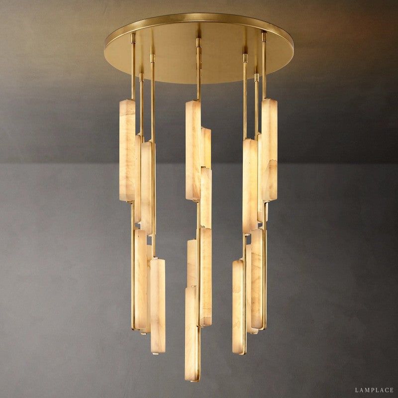 Audubon Sculpt Alabaster Round Chandelier 40"