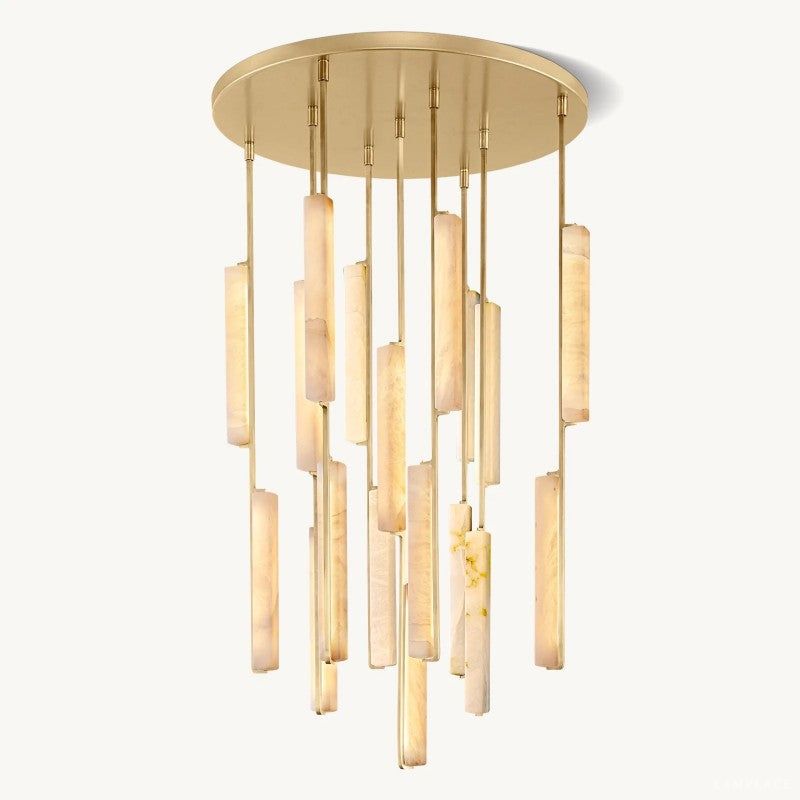 Audubon Sculpt Alabaster Round Chandelier 40"