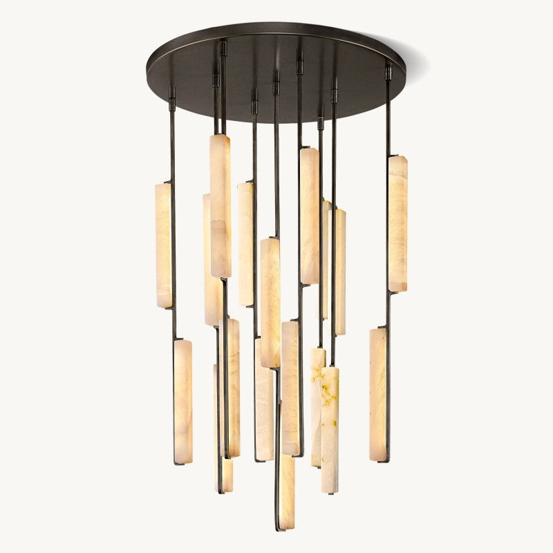 Audubon Sculpt Alabaster Round Chandelier 40"